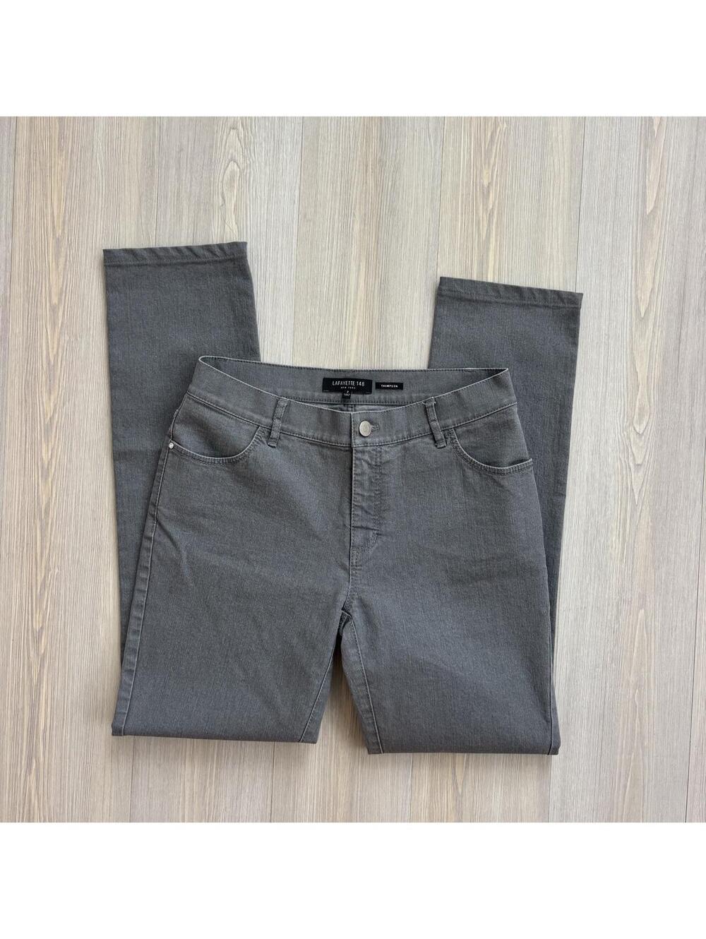 Lafayette 148 New York Thompson Slim Straight Leg Jeans Grey Size 2